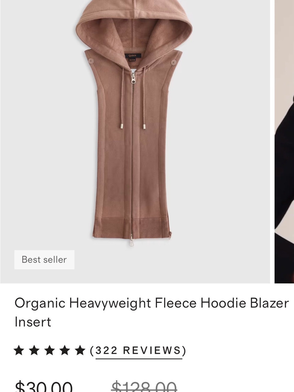 Quince Organic Heavyweight Fleece Hoodie Blazer Insert - Taupe